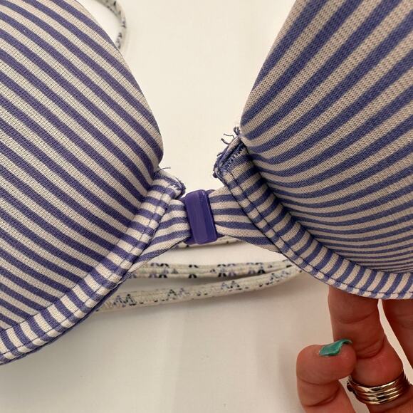 Victoria's Secret Purple & White Striped Plunge Padded Bra Size 34B - Picture 6 of 6